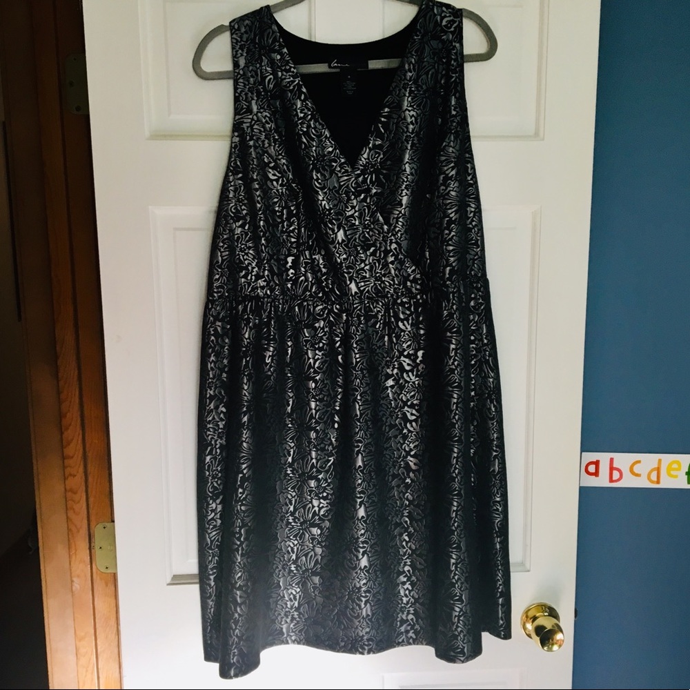 Lane Brant Metallic Brocade Aline Dress - Size 18 - Picture 4 of 4